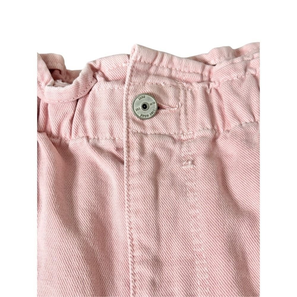 Zara Denim Shorts Size 6US Pink Cutoff Elastic Waistline High Waist - Picture 7 of 10